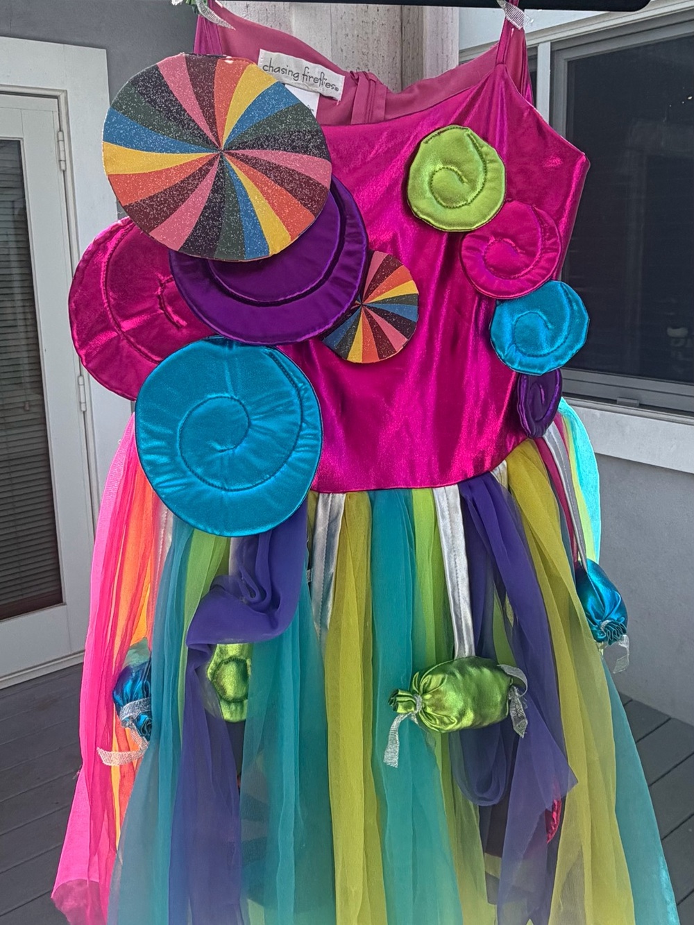 Chasing Fireflies Bright Pink Rainbow Candy Tulle Dress Costume